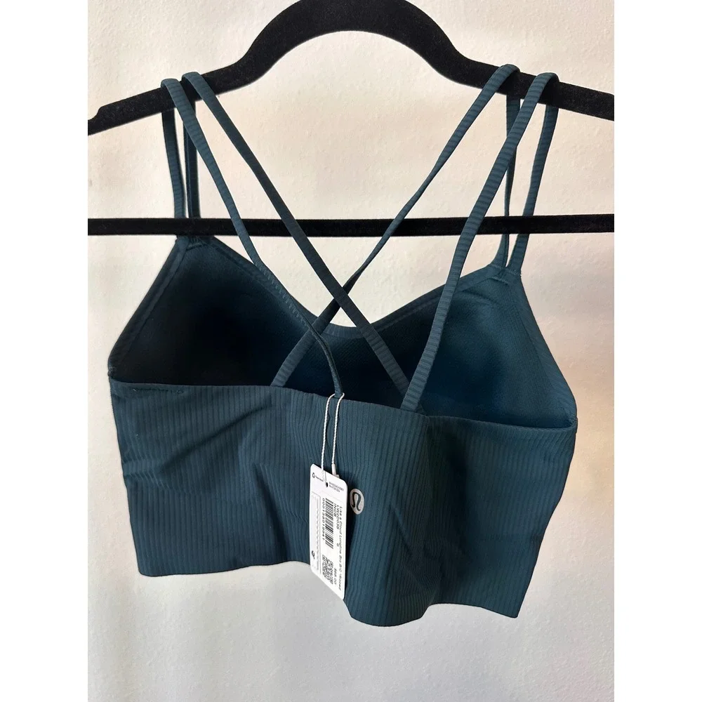 Lululemon Like a Cloud Longline Bra Ribbed B/C Cup Iron Blue LW2D03S Size 6 NWT - Picture 2 of 4